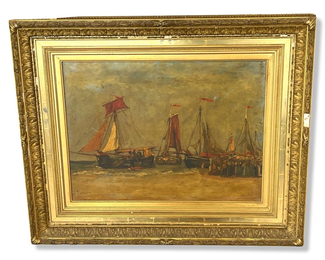 Signed James Robinson (American, 1944-2015) Oil Painting on Canvas Sailboats: Signed James Robinson (American, 1944-2015) Oil Painting on Canvas Sailboats. Signed lower left, measures H: 17 1/2" x W: 24", 4" frame