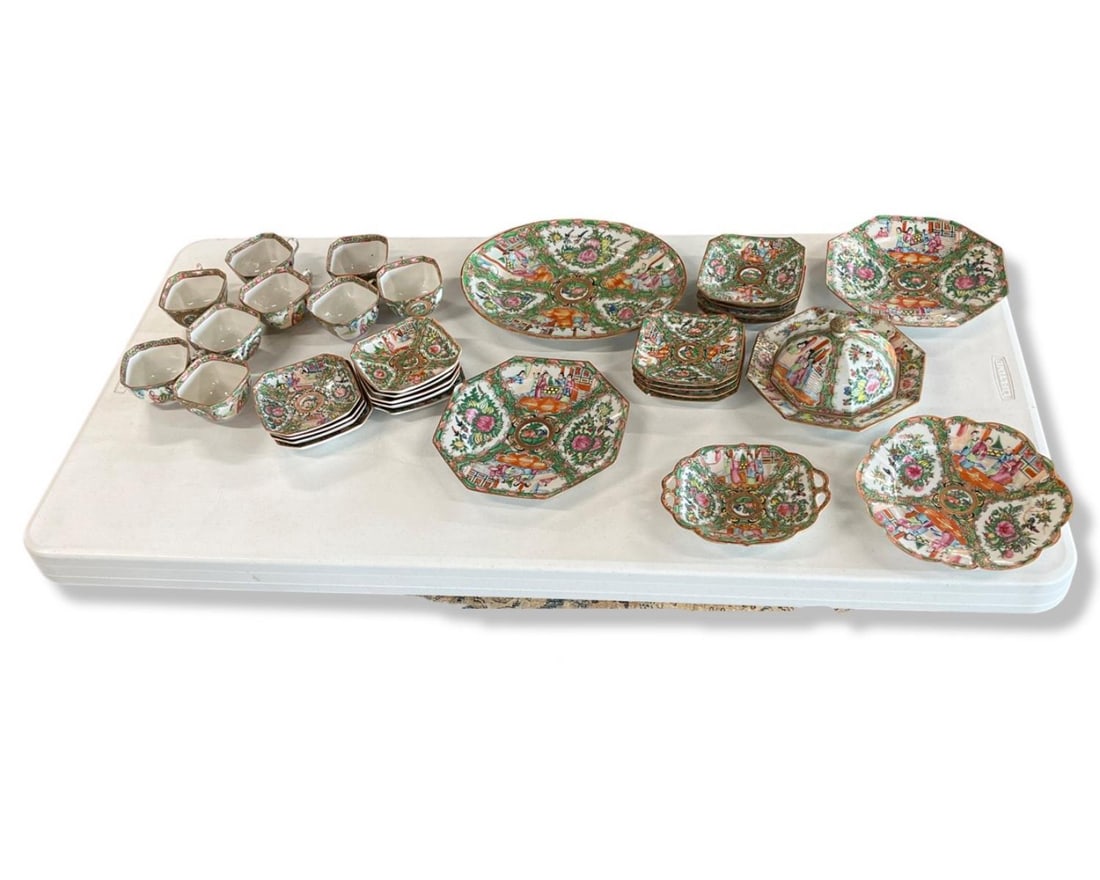 Chinese Rose Medallion Porcelain Set of 33 Pcs (1 of 4)