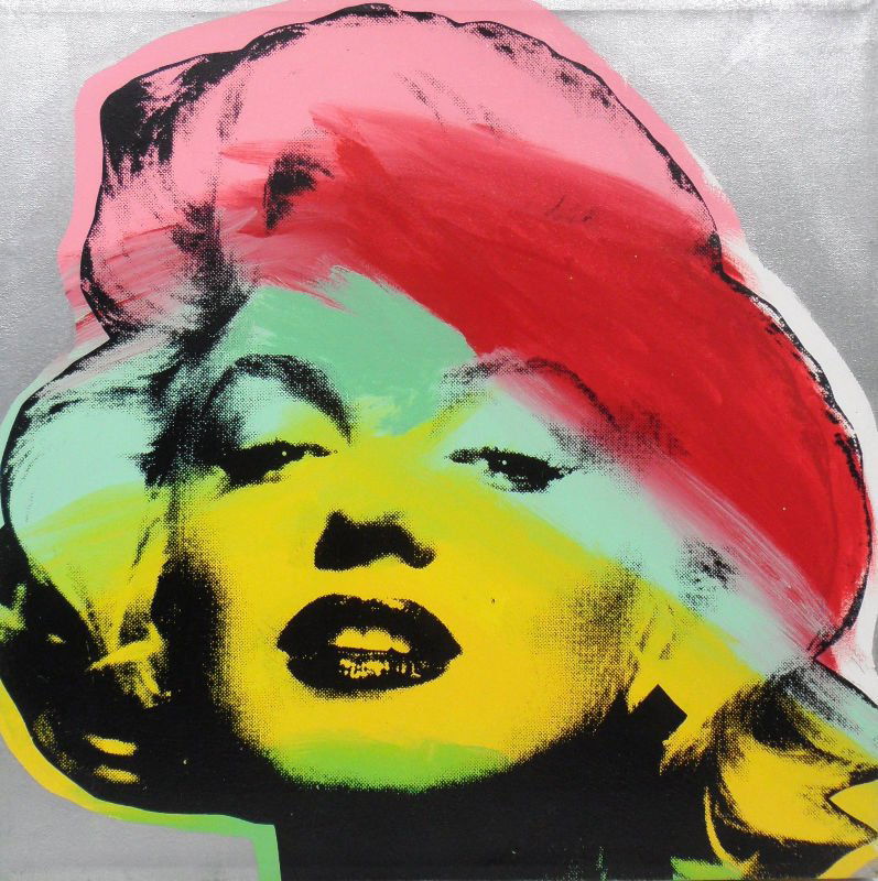 Screenprint on Canvas Mini Marilyn 5 (silver): Marilyn Series screen print on canvas with hand embellishment by Steve Kaufman Year of print 1995 No. 57/99, measures 19" x 19", has Certificate of Tirage Titled Mini Marilyn 5(silver). For Domestic o