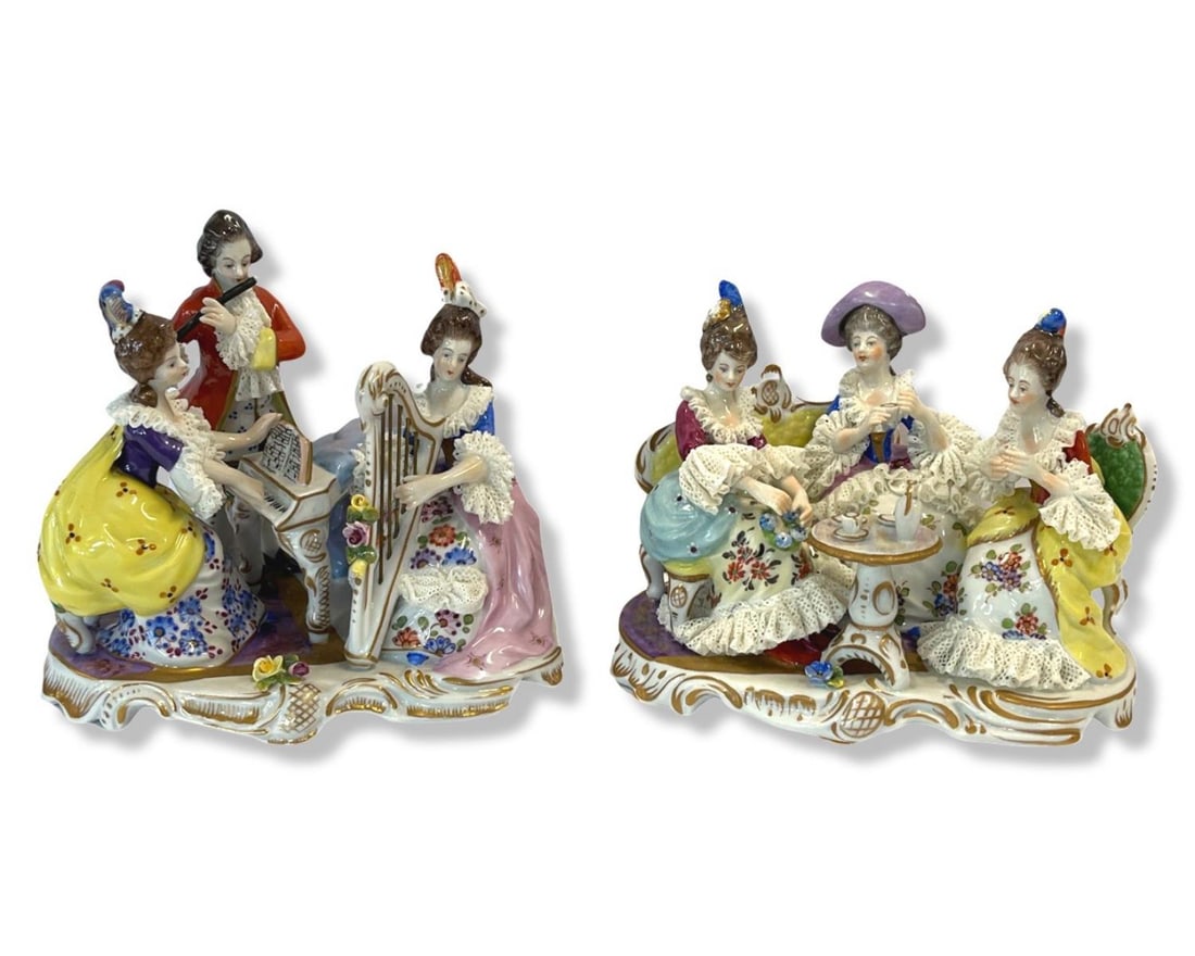 Pair of Dresden Germany Hand Painted Porcelain Figurines (1 of 2)