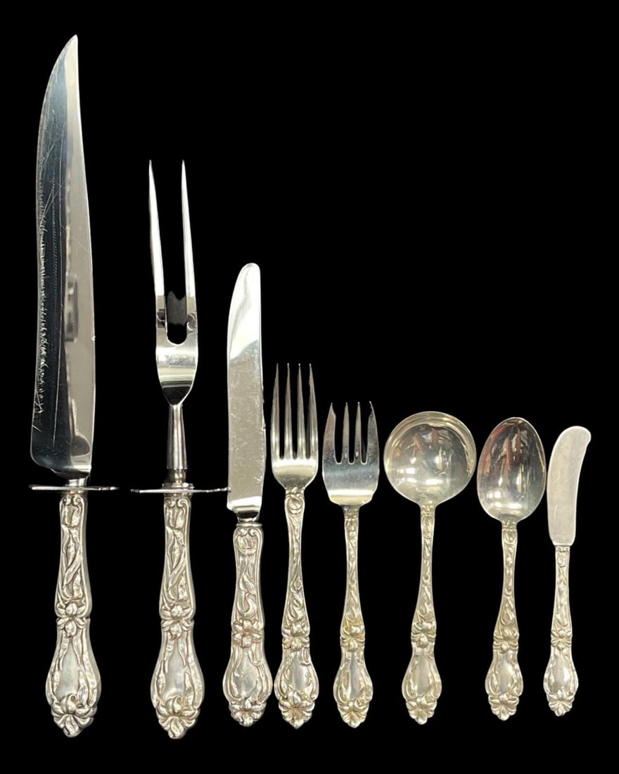 Frank M. Whiting Sterling Silver Lily Flatware Set of 94 Pcs (1 of 4)