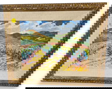 Signed Oil Painting on Board Expressionist Abstract Landscape: Signed Oil Painting on Board Expressionist Abstract Landscape. Signed lower right, measures H: 9" x W: 12", 3" frame & matte