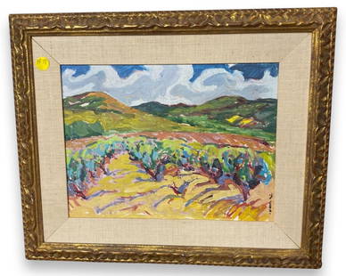 Signed Oil Painting on Board Expressionist Abstract Landscape: Signed Oil Painting on Board Expressionist Abstract Landscape. Signed lower right, measures H: 9" x W: 12", 3" frame & matte