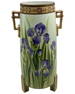 Nippon Hand Painted Blue Iris Porcelain Two Handled Vase