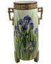 Nippon Hand Painted  Blue Iris Porcelain Two Handled Vase