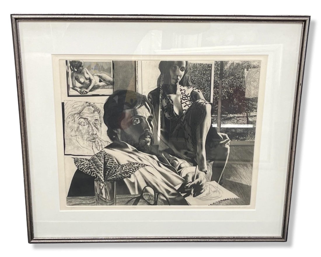 Signed David Bumbeck (American b. 1940) Etching on Paper John: Signed David Bumbeck (American b. 1940) Etching on Paper John. Signed and numbered 44/50 and dated. Measures 15 1/2" x 20", 3 1/2" frame & matte