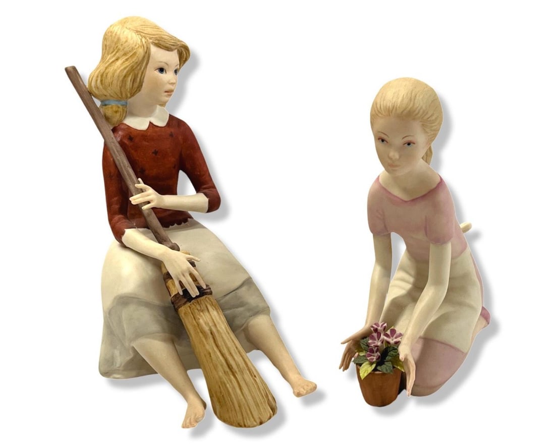 Pair of Cybis Porcelain Figurines Cinderella Before Ball & Garden Girl (1 of 2)