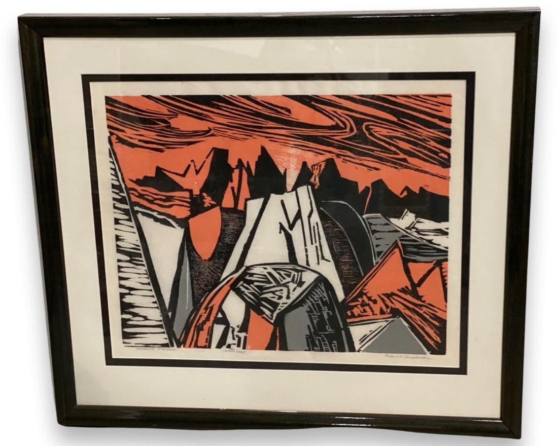 Signed Maurice L. Freedman (American, 1904-1985) Lithograph on Paper Dolemite Sundown: Signed Maurice L. Freedman (American, 1904-1985) Lithograph on Paper Dolemite Sundown. Artist proof, signed in pencil lower right, measures H: 18" x L: 22", 3 1/2" frame & matte