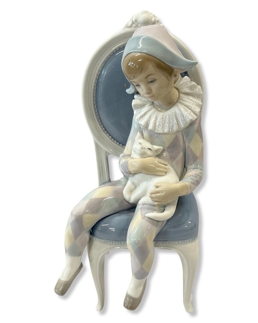 Lladro #1229 Young Harlequin Porcelain Figurines (1 of 2)