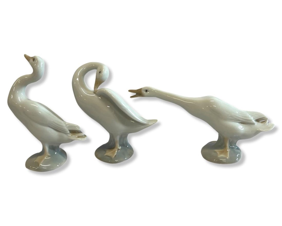 Lot of Three Lladro Geese Porcelain Figurines (1 of 1)