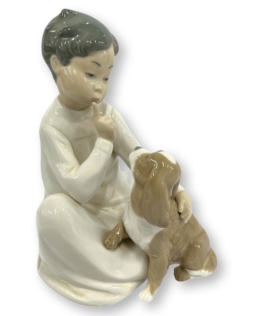 Lladro #4522 Boy with Dog Porcelain Figurines (1 of 2)