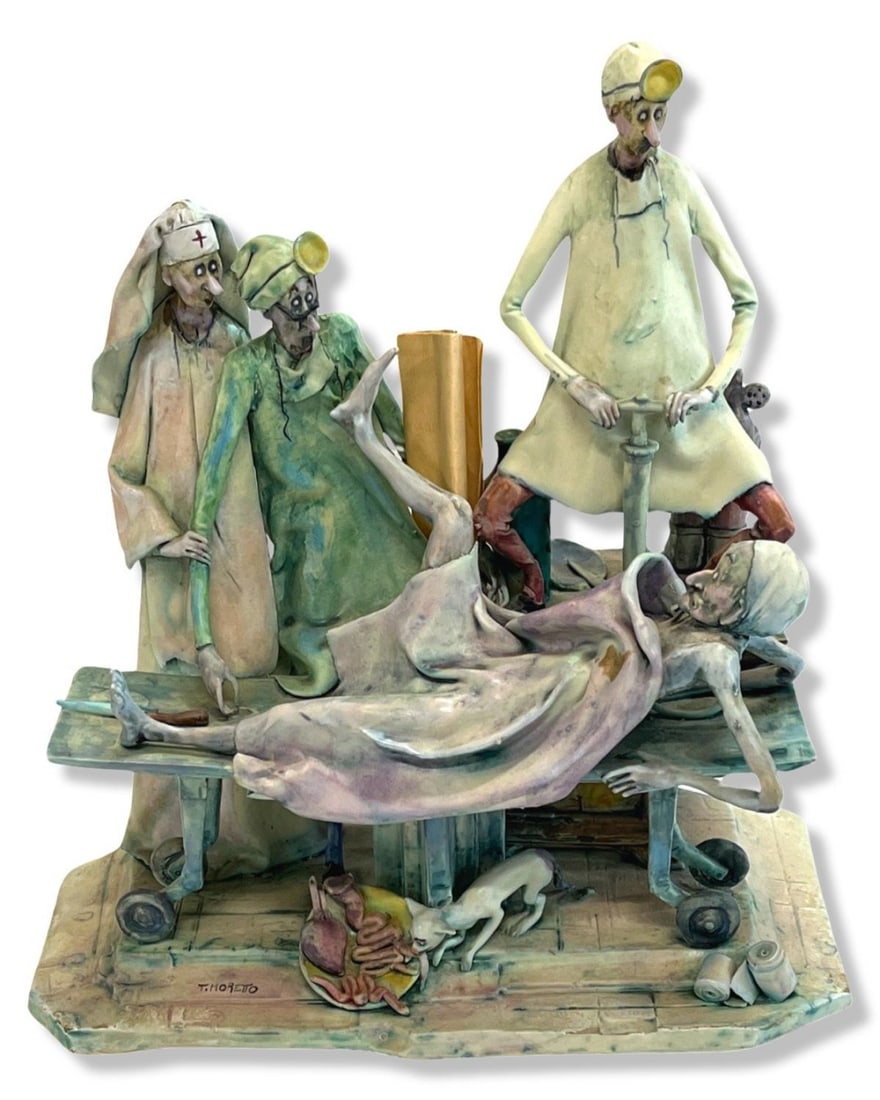 Signed Toni Moretto (Italian, 1929-2011) Ceramic Porcelain Surgeons (1 of 2)