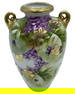 Nippon Hand Painted Porcelain Two Handled Vase