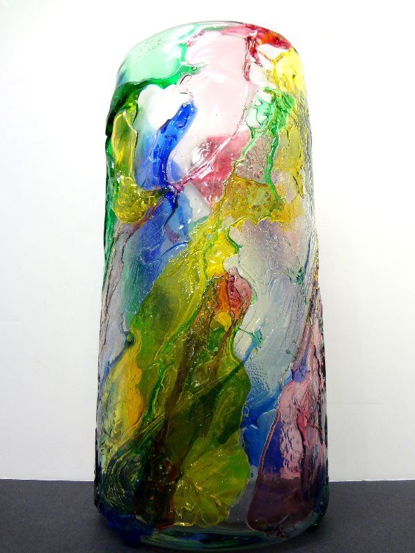 Murano "Gino Onesto" Vase: Murano "Gino Onesto" multi color vase signed. Measures 14 1/2" tall x 6 7/8" diameter. For Domestic or International Shipping Quotes Please Feel Call Ryan or Dave at Eagle Shipping Center 561-932-0700