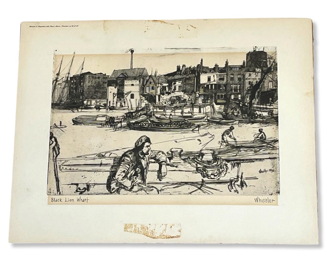 Signed James Mcneill Whistler (American, 1834-1903) Etching Black Lion Wharf 1859 (1 of 1)