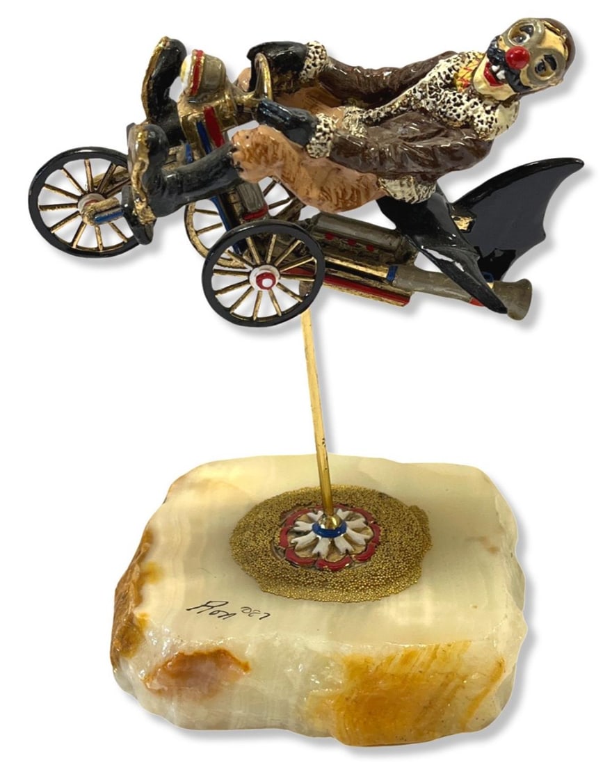 Signed Ron Lee Flying Daredevil Clown on Rocket Bicycle Statue (1 of 1)