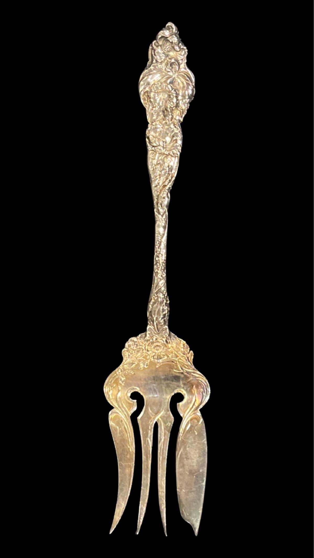 Reed & Barton Les Six Fleurs Sterling Silver Meat Fork (1 of 3)