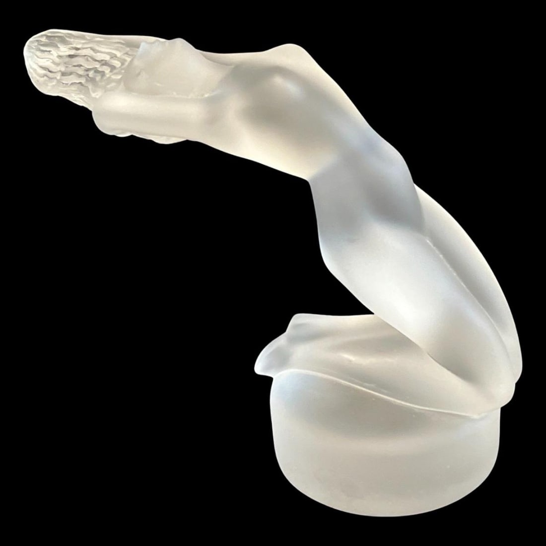 Lalique France Crystal Chrysis Figure: Lalique France Crystal Chrysis Figure measures H: 4 1/4" x W: 7"