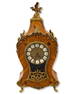 Italian Brass Marquetry Inlaid Mantle Clock with Parcel Enamel Dial by Franz Hermle