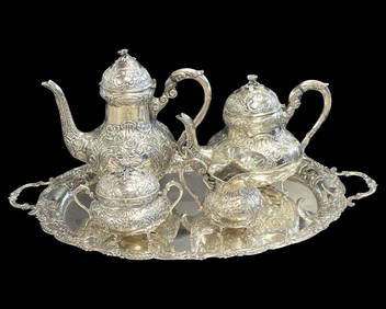 Hand Arbeit German Sterling Silver Five Piece Tea Coffee Set (1 of 5)