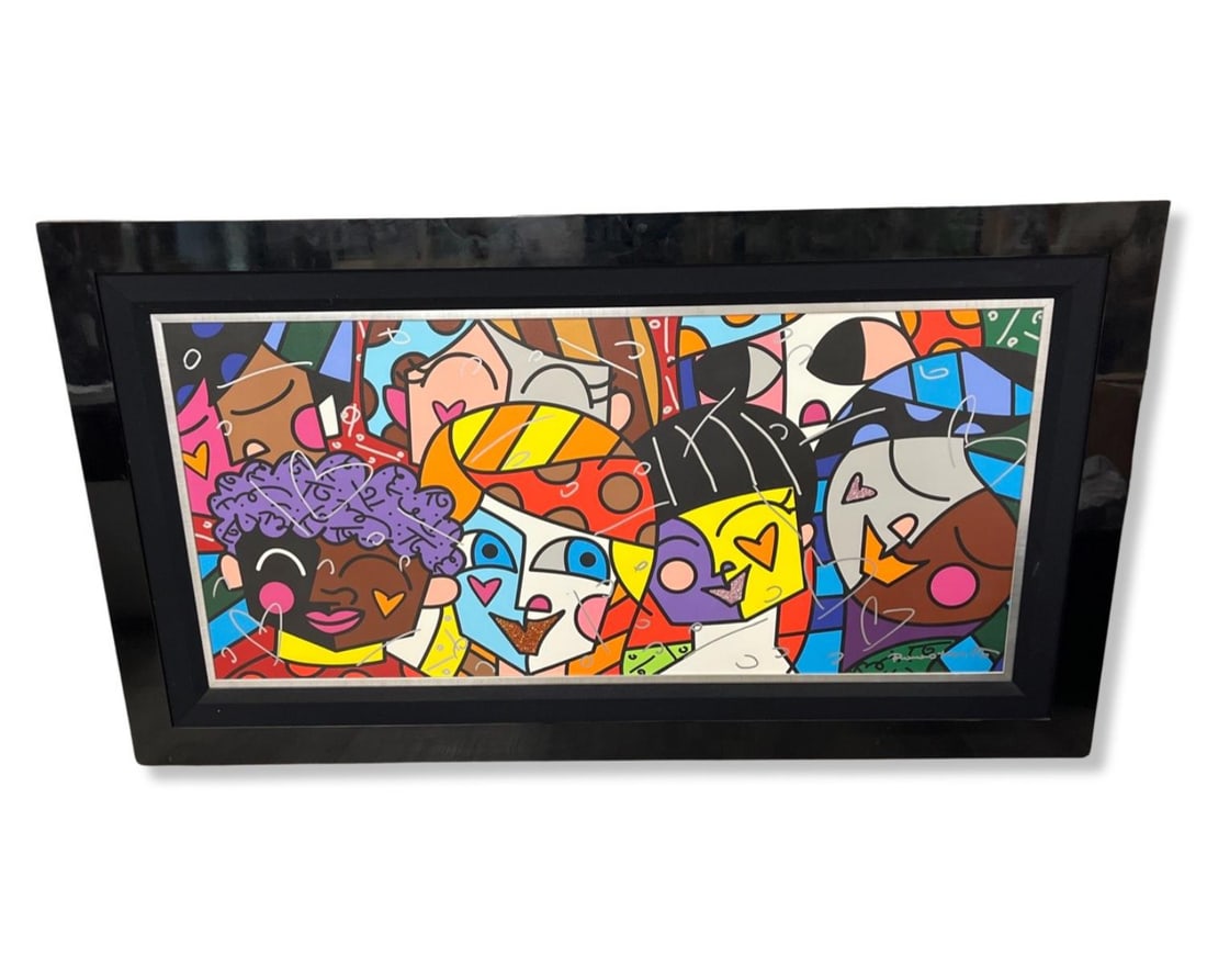 Signed Romero Britto (Brazilian b. 1963) Digital Print on Canvas All Nations 2009 (1 of 2)