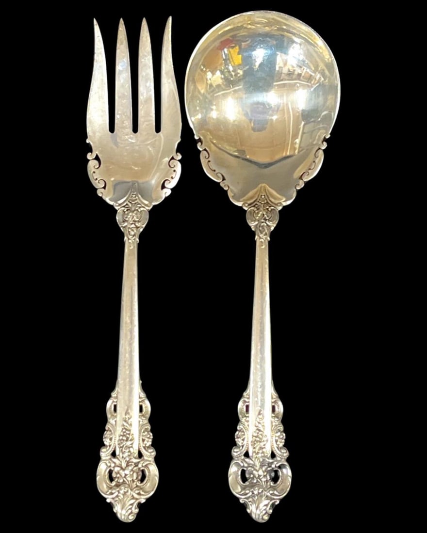 Wallace Grande Baroque Sterling Silver Salad Serving Set (1 of 3)
