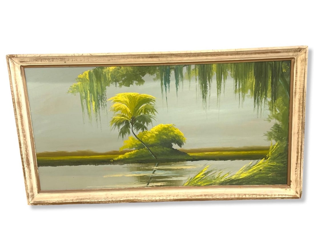 Signed James Gibson (American, 1938-2017) Florida Highwaymen Oil Painting on Upson Board Green River (1 of 5)