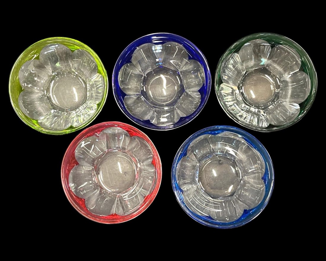 Lot of 18 Baccarat? Crystal Colored Fruit Bowls (1 of 2)