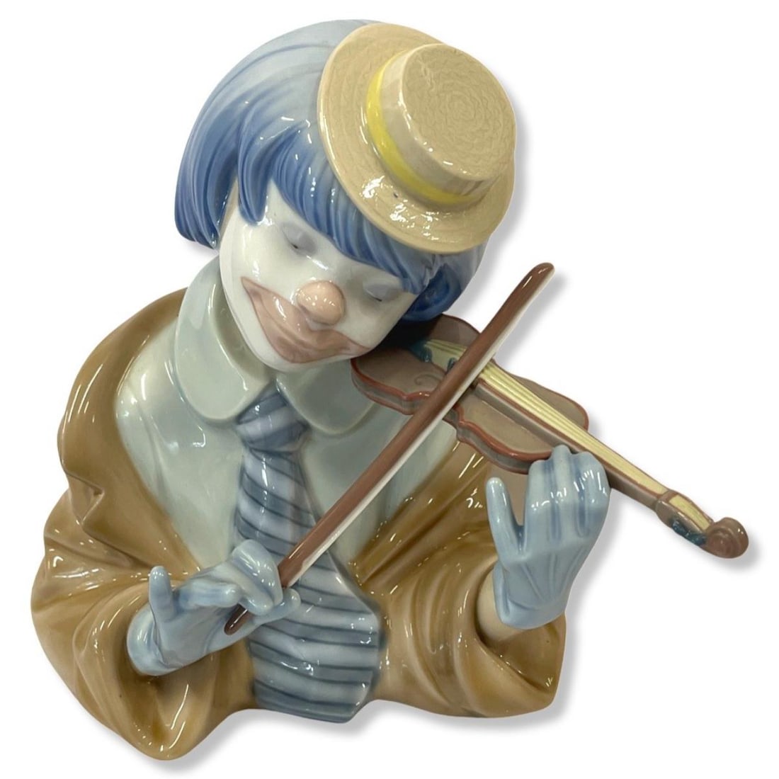 Lladro #5600 The Blue Clown with Violin Porcelain Figure: Lladro #5600 The Blue Clown with Violin Porcelain Figure measures H: 6 1/2"