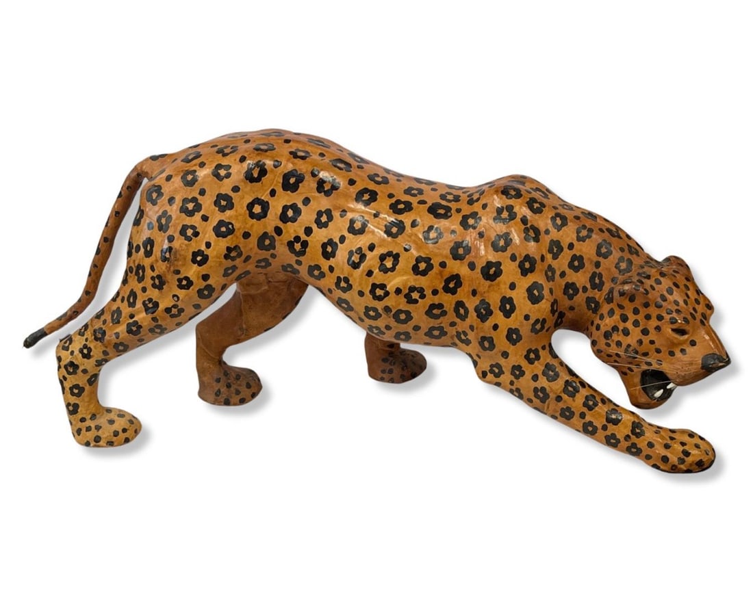 Leather Wrapped Leopard Statue (1 of 2)