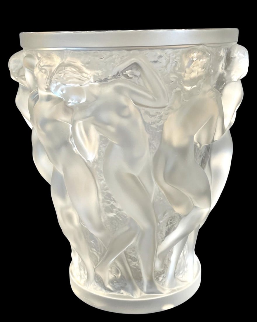 Signed Lalique Bacchantes Crystal Vase (1 of 4)