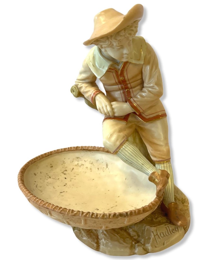 Royal Worcester Ware Boy with Basket Figure (1 of 2)