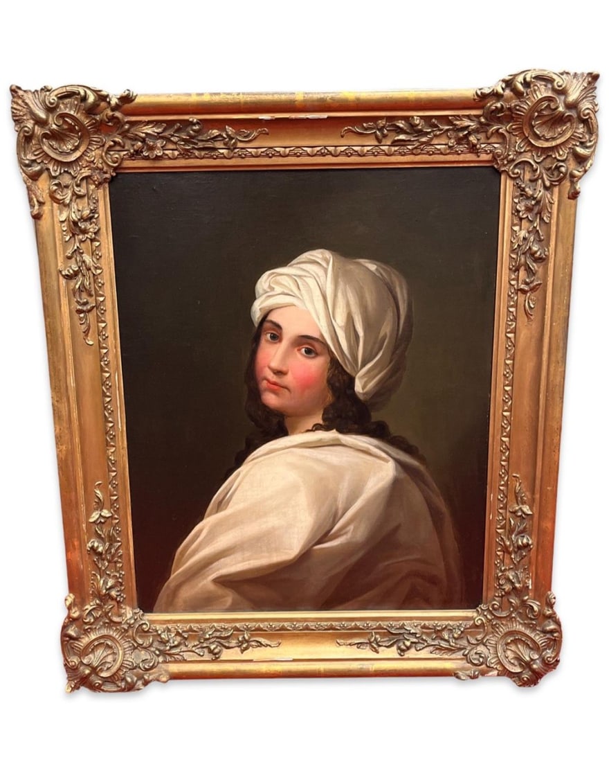 Attributed to Constantino Brumidi (Greek/American, 1805-1880) Oil Painting of Ladies Portrait (1 of 4)