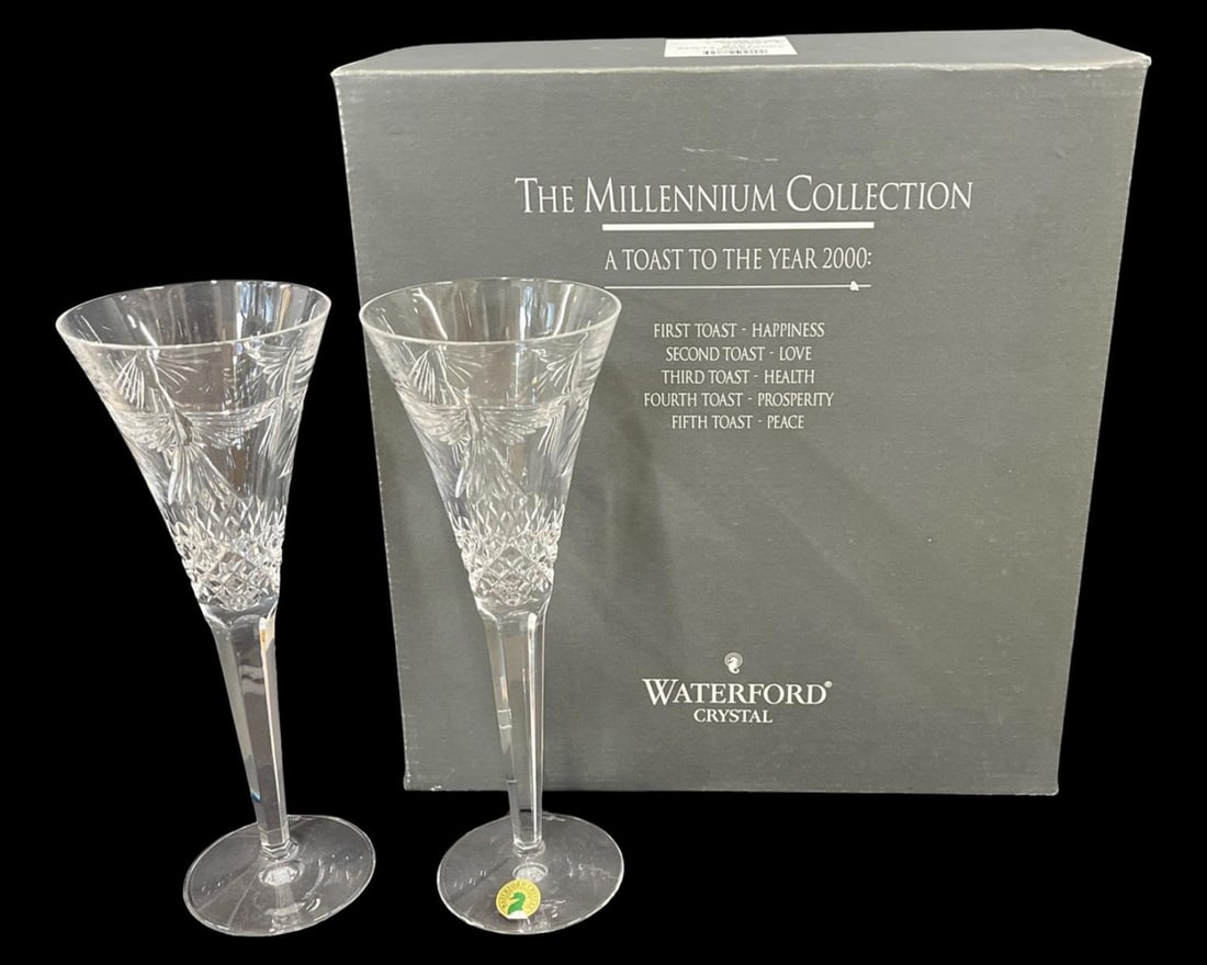 Lot of 10 Waterford Crystal Champagne Toasting Flutes in Original Box (1 of 3)