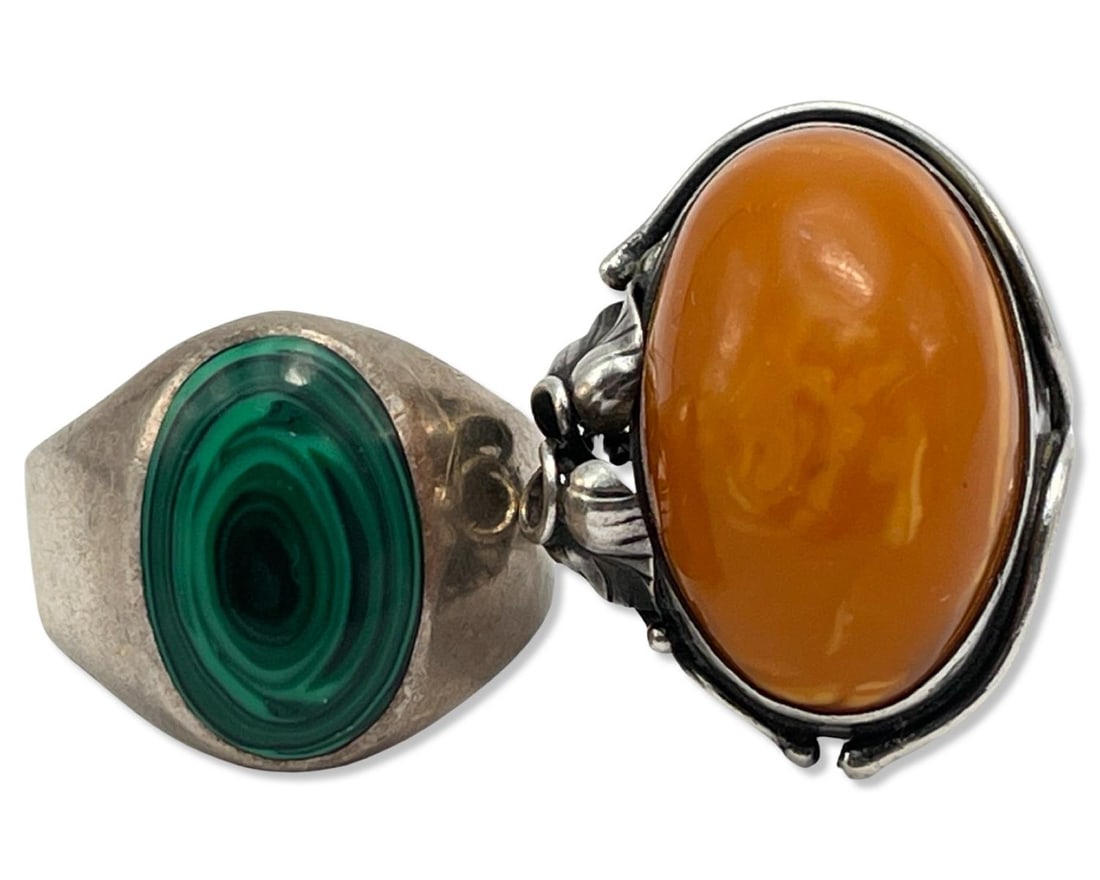 Two Sterling Silver & Mineral Rings (1 of 3)