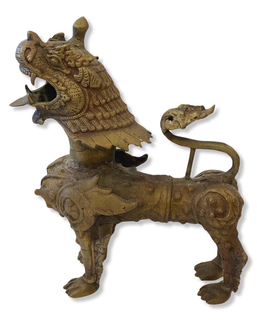 Chinese Tibetan Bronze Foo Dog Sculpture (1 of 2)