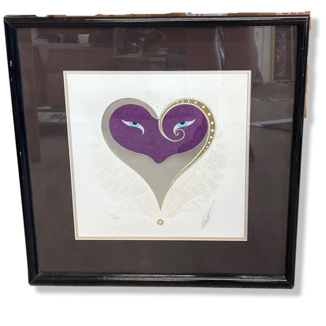 Signed Erte Romain De Tirtoff (1892-1990) Limited Edition Lithograph Heart I Purple (1 of 3)