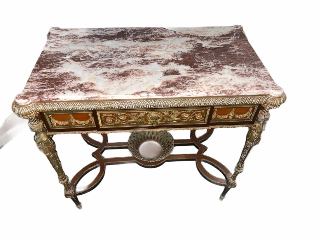 Louis Xv Style Bronze Mounted Marble Top Console Table (1 of 3)