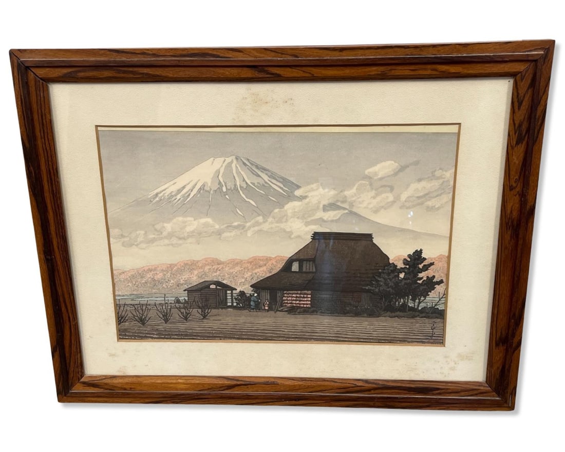 Signed Kawase Hasui (Japanese, 1883-1957) Woodblock Print Fuji Scene Narusawa in Autumn (1 of 8)