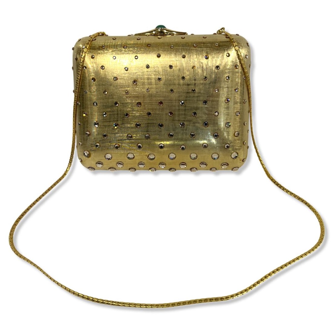Judith Leiber Gold Tone Swarovski Crystal Evening Bag with Semi Precious Stone Snap Closure (1 of 4)