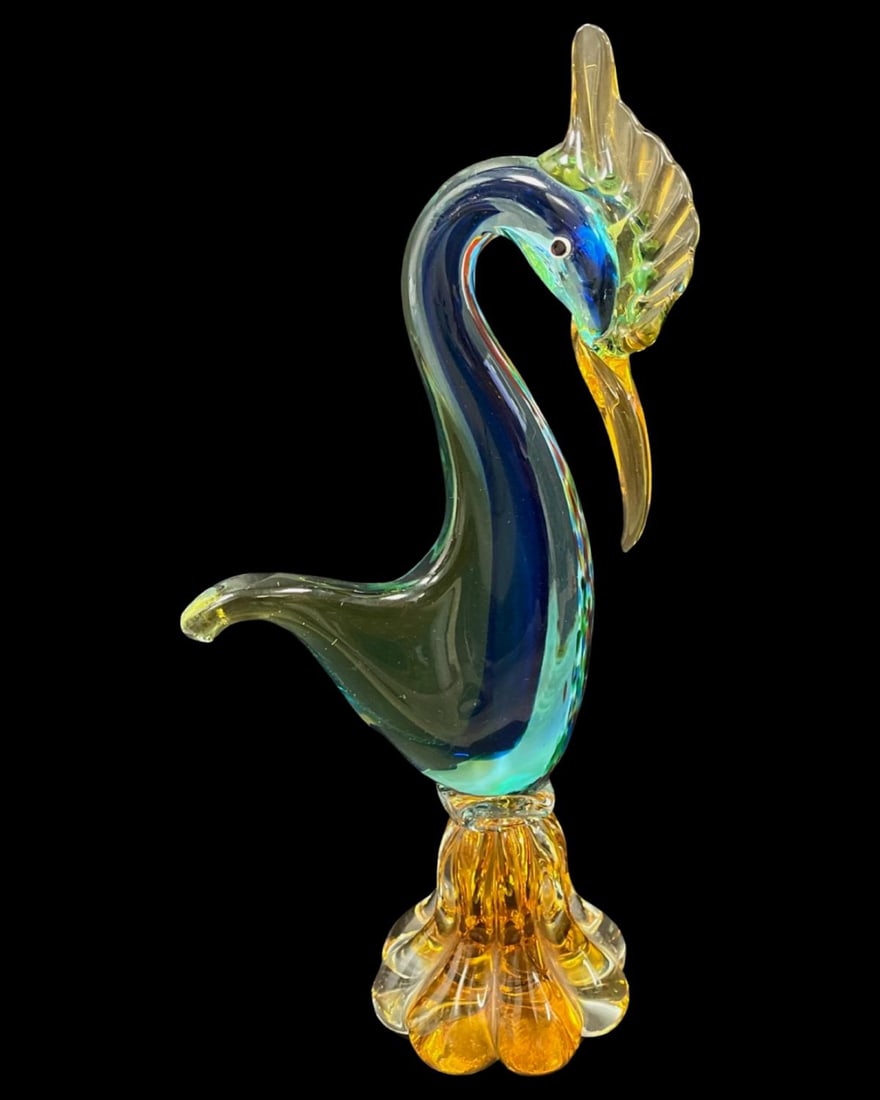 Murano Style Colorful Art Glass Pelican Sculpture (1 of 2)
