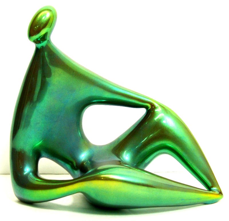Zsolnay Iridescent Figure: Zsolnay iridescent figure measures 4 3/4 inches high x 5 1/8 inches wide. For Domestic or International Shipping Quotes Please Feel Call Ryan or Dave at Eagle Shipping Center 561-932-0700 or email the