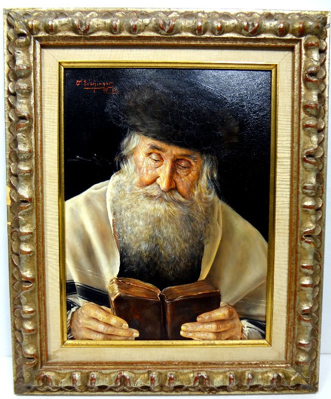Otto Eichinger(Austrian 1922-2004) The Rabbi: Otto Eichinger(Austrian 1922-2004) oil painting titled "The Rabbi", signed O.Eichinger on upper left corner. Measures 10 1/2" high x 7 1/2" wide. 2" matt and frame. For Domestic or International Shipp