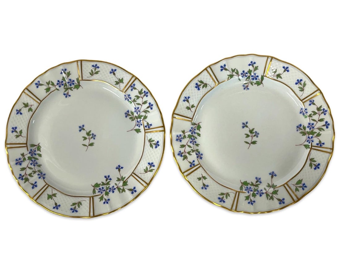 Set of Twelve Limoge Porcelain Bleuets Salad Plates: Set of Twelve Limoge Porcelain Bleuets Salad Plates, Bernardaud & Co. Limoges France measures DIA: 8 1/2"