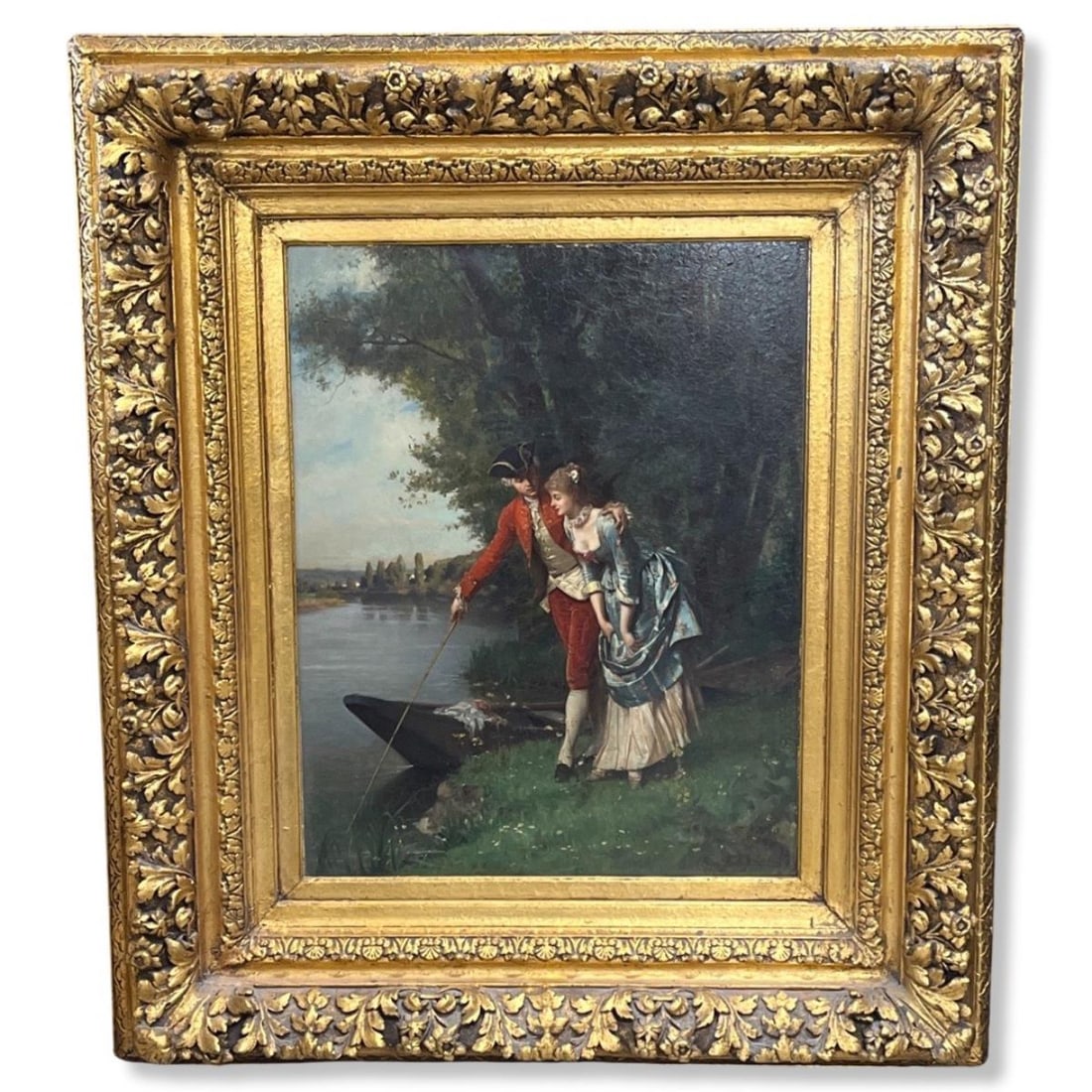 Signed Emile Pierre Metzmacher (French, 1815-1890) Oil Painting on Wood Panel Young Beauty by The (1 of 5)