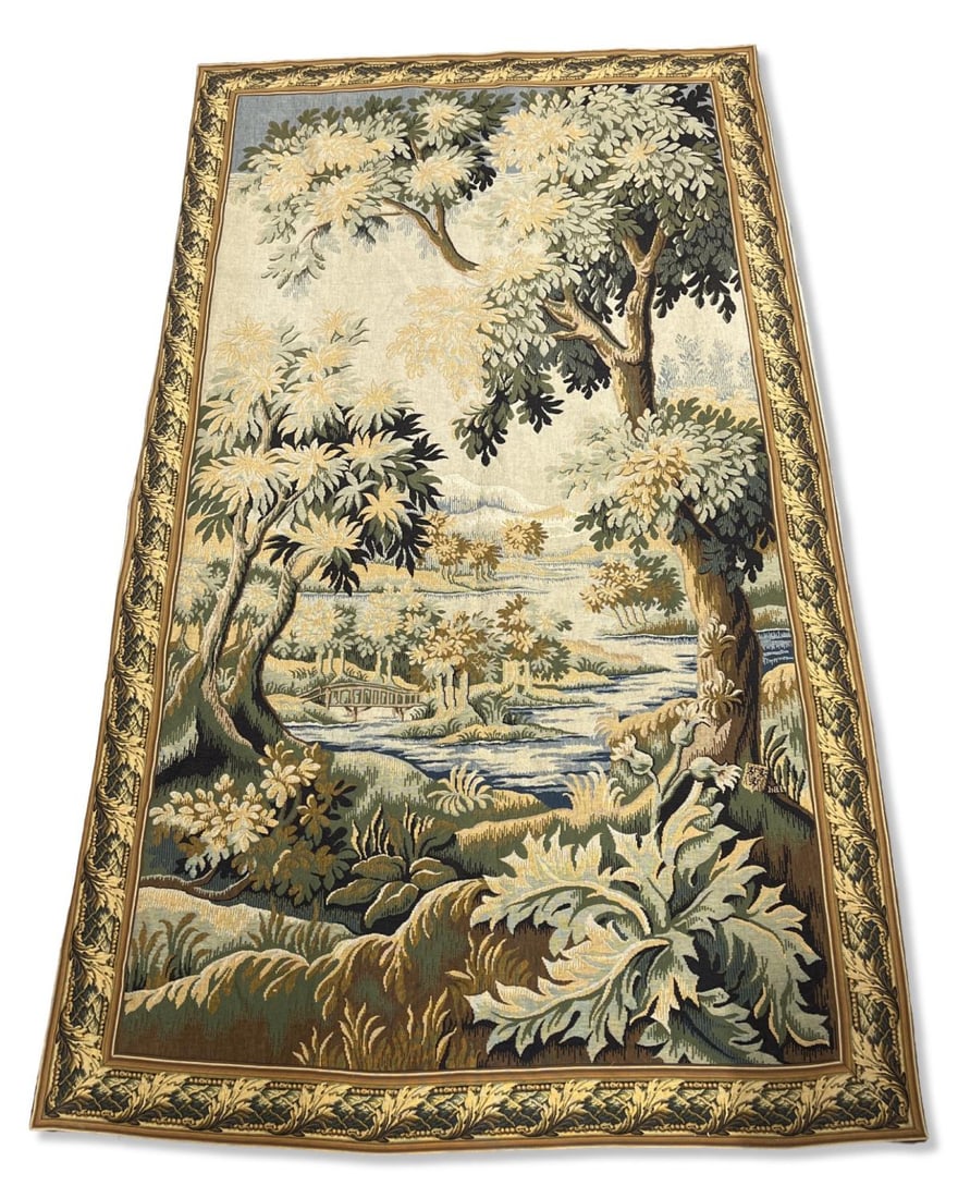 French Point De Loiselle Wall Tapestry Featuring a Landscape Scene (1 of 3)