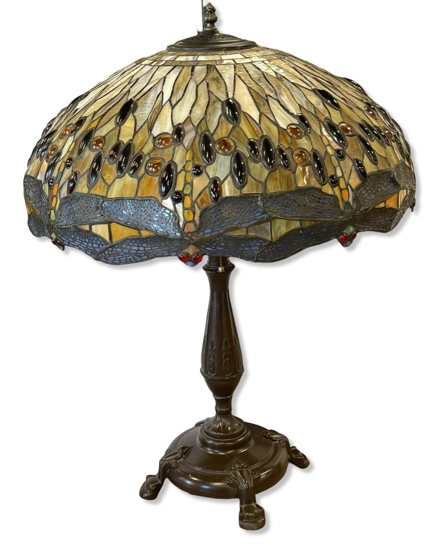 Tiffany Style Stained Glass Dragonfly Lamp (1 of 3)