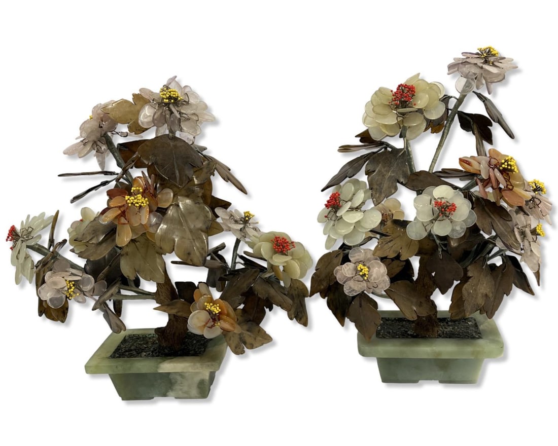 Pair of Chinese Jade Bonsai Trees (1 of 3)