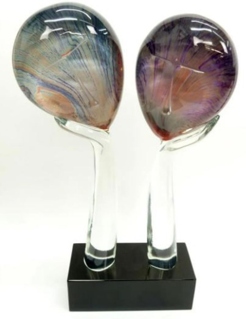 Dino Rosin (Italian, born 1948) Calcedonia Art Glass Sculpture "Amanti: Two Faces" (1 of 4)