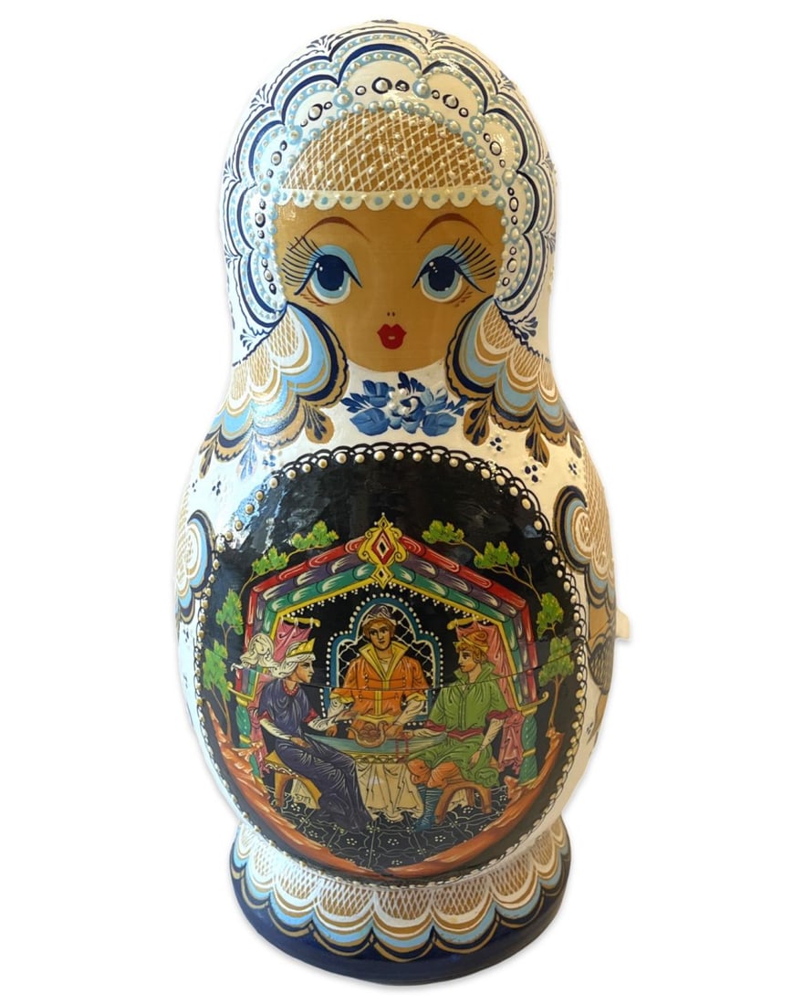 Russian Hand Painted Wooden Nesting Doll: Russian Hand Painted Wooden Nesting Doll measures H: 12"
